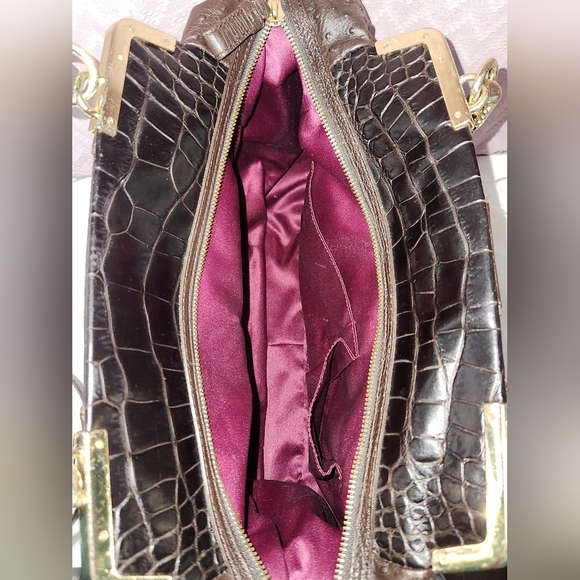 Coach Black/ Brown Espresso Textured Leather Satchel with Gold Hardware - Picture 14 of 14